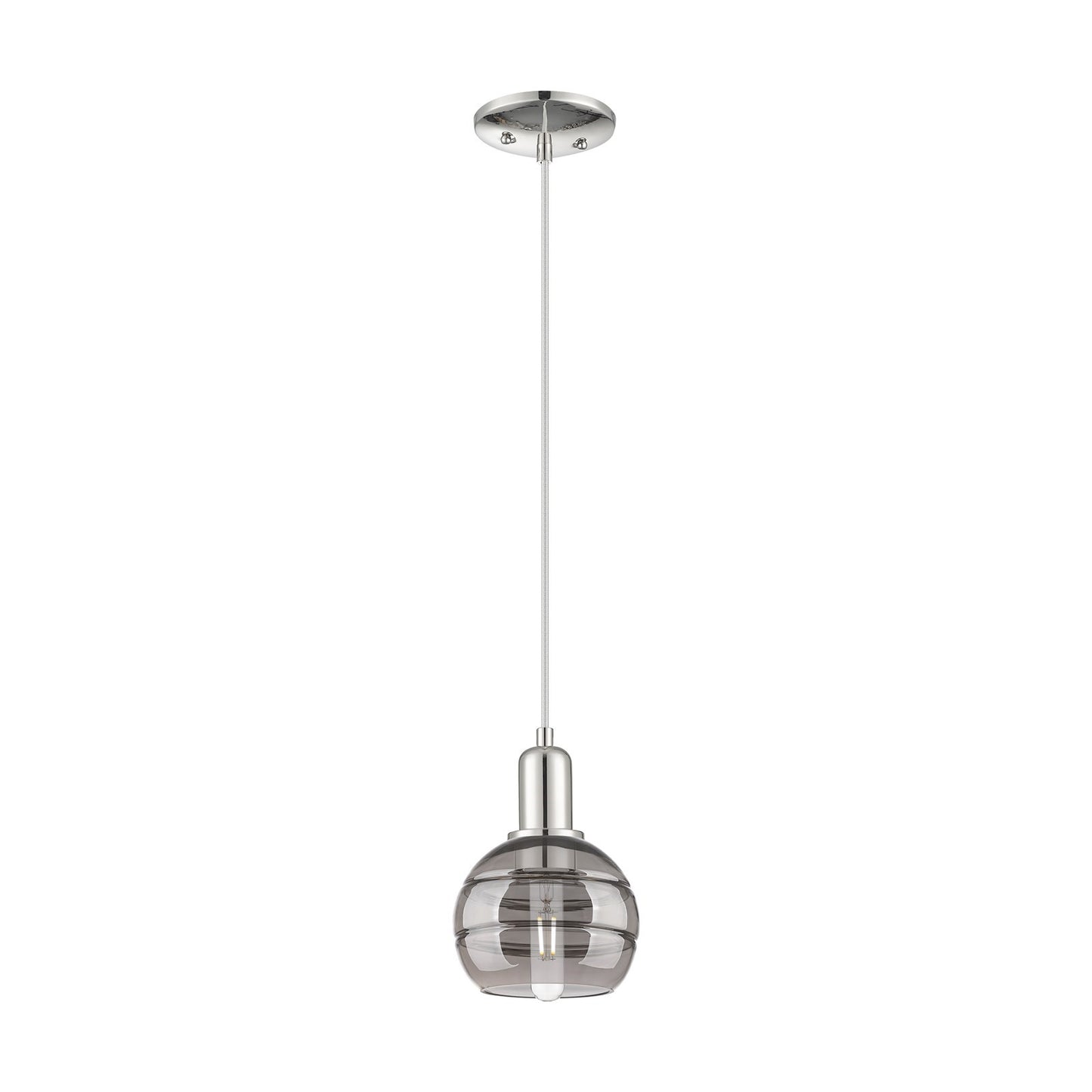 Innovations Rochester 6in 1-Light Mini Pendant | Industrial Polished Nickel and Light Smoke Glass | Kitchen Island & Dining | Model 716-1P-PN-G556-6SM