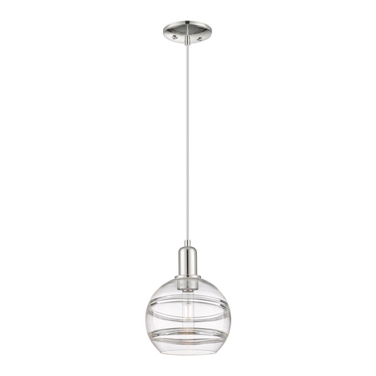 Innovations Rochester 8in 1-Light Mini Pendant | Industrial Polished Nickel and Clear Glass | Kitchen Island & Dining Room | 8 | Model 716-1P-PN-G556-8CL
