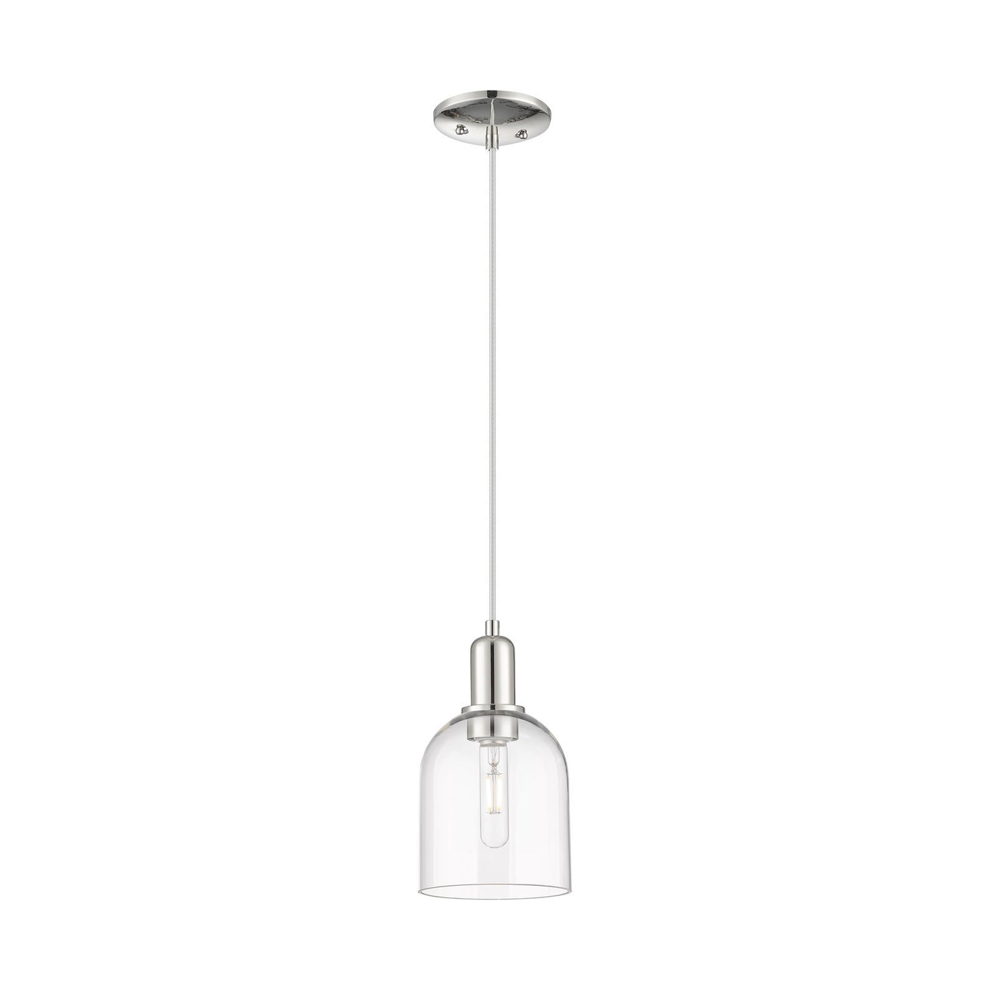 Innovations Bella 6in 1-Light Mini Pendant | Industrial Polished Nickel Steel and Clear Bell Glass | Kitchen Island & Dining | Model 716-1P-PN-G558-6CL
