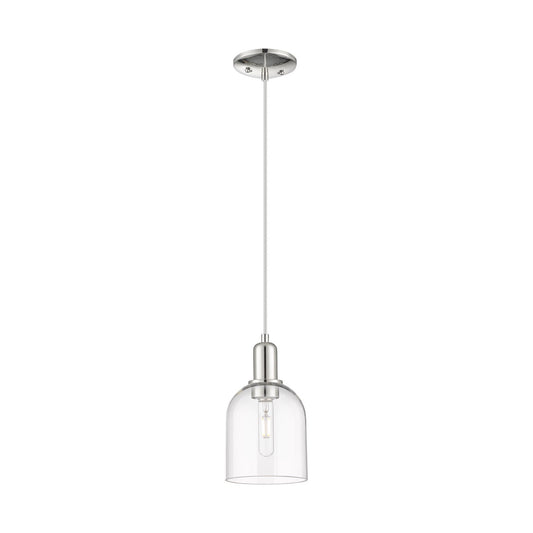 Innovations Bella 6in 1-Light Mini Pendant | Industrial Polished Nickel Steel and Clear Bell Glass | Kitchen Island & Dining | Model 716-1P-PN-G558-6CL