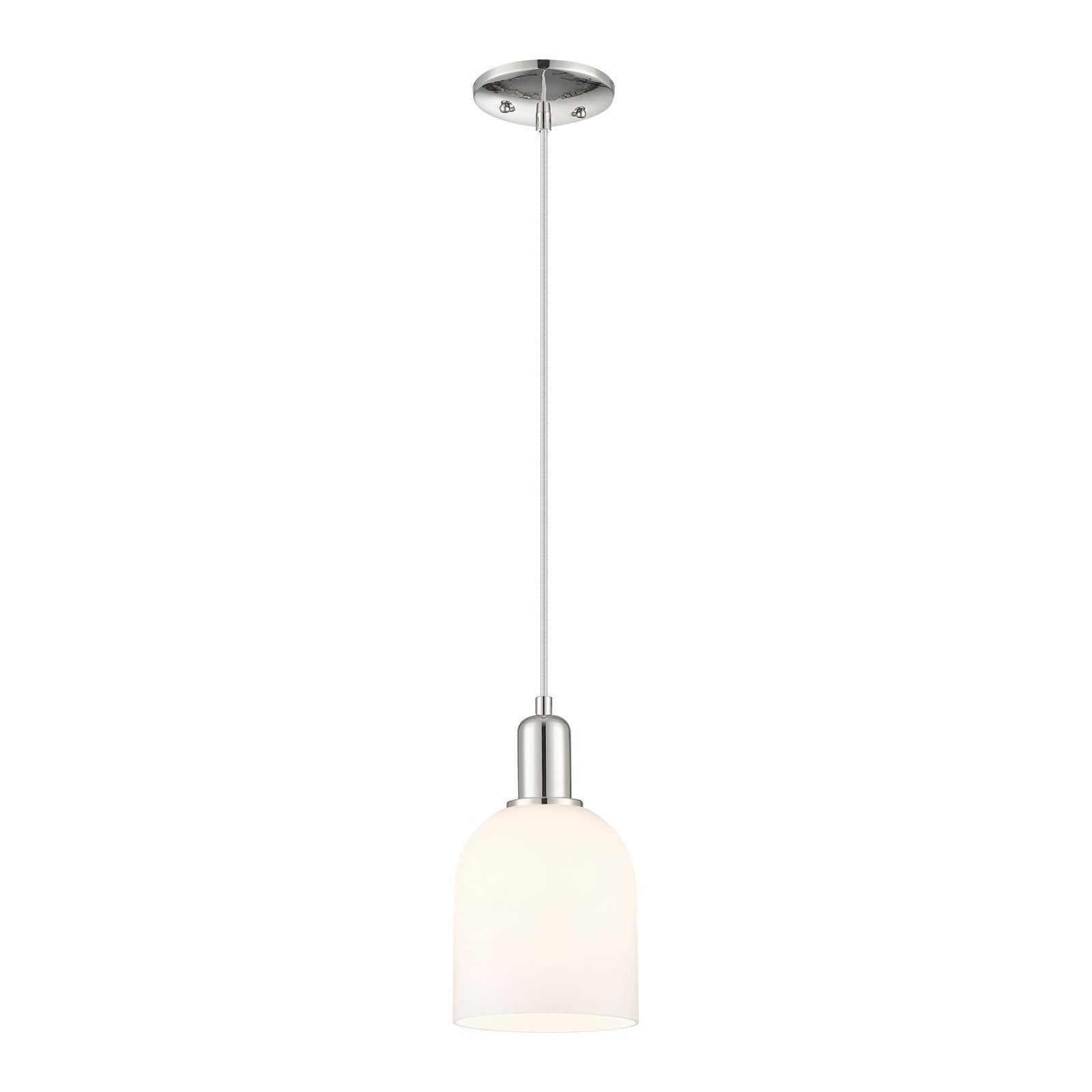 Innovations Bella 6in 1-Light Mini Pendant | Polished Nickel Steel and White Glass | Kitchen Island & Dining Room | 5.5 x | Model 716-1P-PN-G558-6GWH