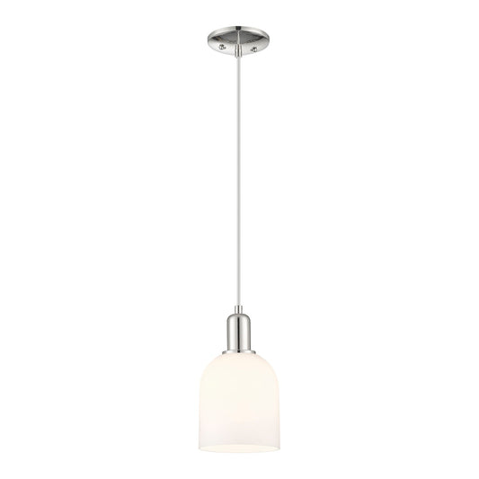 Innovations Bella 6in 1-Light Mini Pendant | Polished Nickel Steel and White Glass | Kitchen Island & Dining Room | 5.5 x | Model 716-1P-PN-G558-6GWH