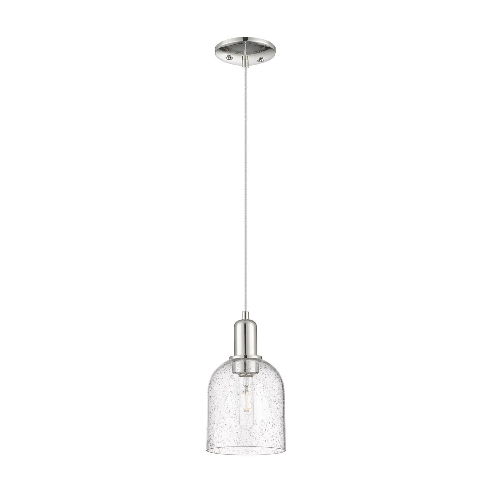 Innovations Bella 6in 1-Light Mini Pendant | Industrial Polished Nickel Steel and Seedy Bell Glass | Kitchen Island & Dining | Model 716-1P-PN-G558-6SDY
