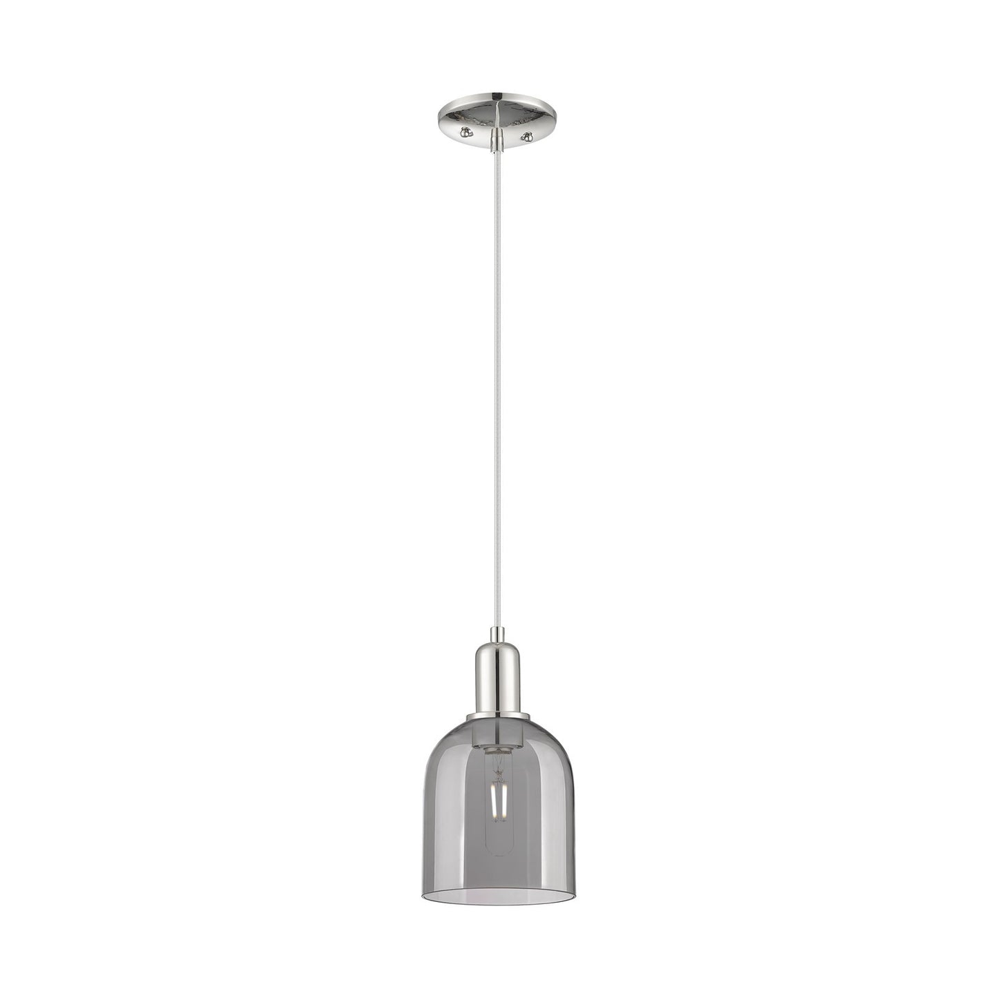 Innovations Bella 6in 1-Light Mini Pendant | Industrial Polished Nickel and Light Smoke Glass | Kitchen Island & Dining Room | Model 716-1P-PN-G558-6SM