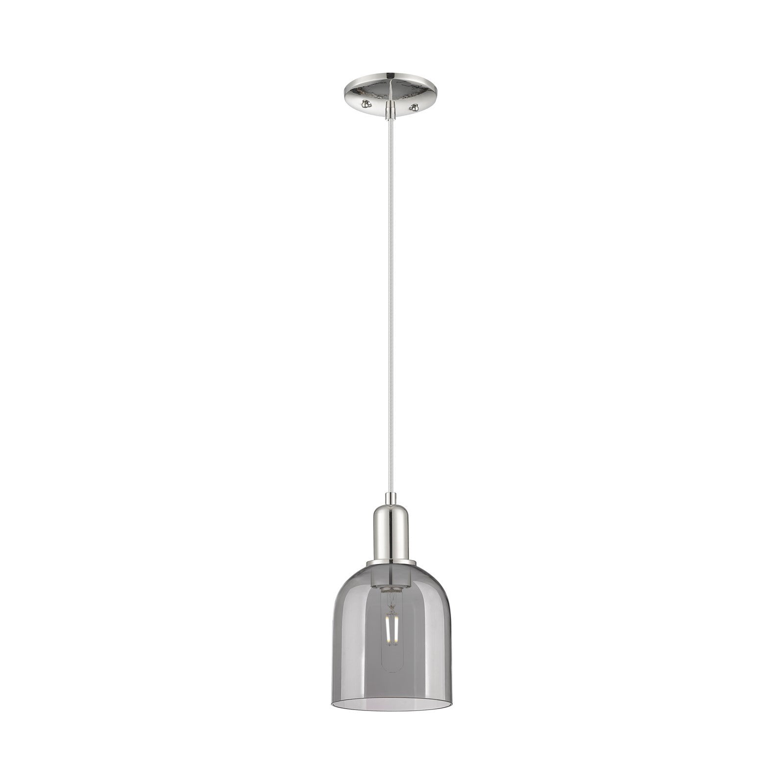 Innovations Bella 6in 1-Light Mini Pendant | Industrial Polished Nickel and Light Smoke Glass | Kitchen Island & Dining Room | Model 716-1P-PN-G558-6SM