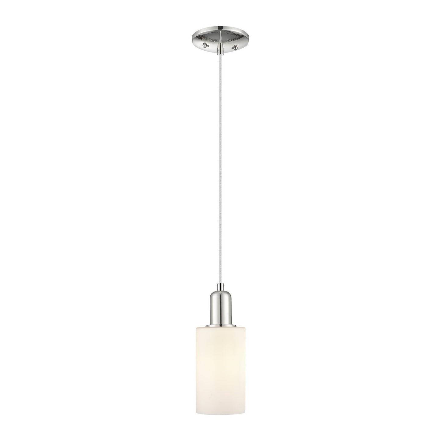 Innovations Clymer 4in 1-Light Mini Pendant | Industrial Polished Nickel Steel and Matte White Glass | Kitchen Island & Dining Room | Model 716-1P-PN-G801