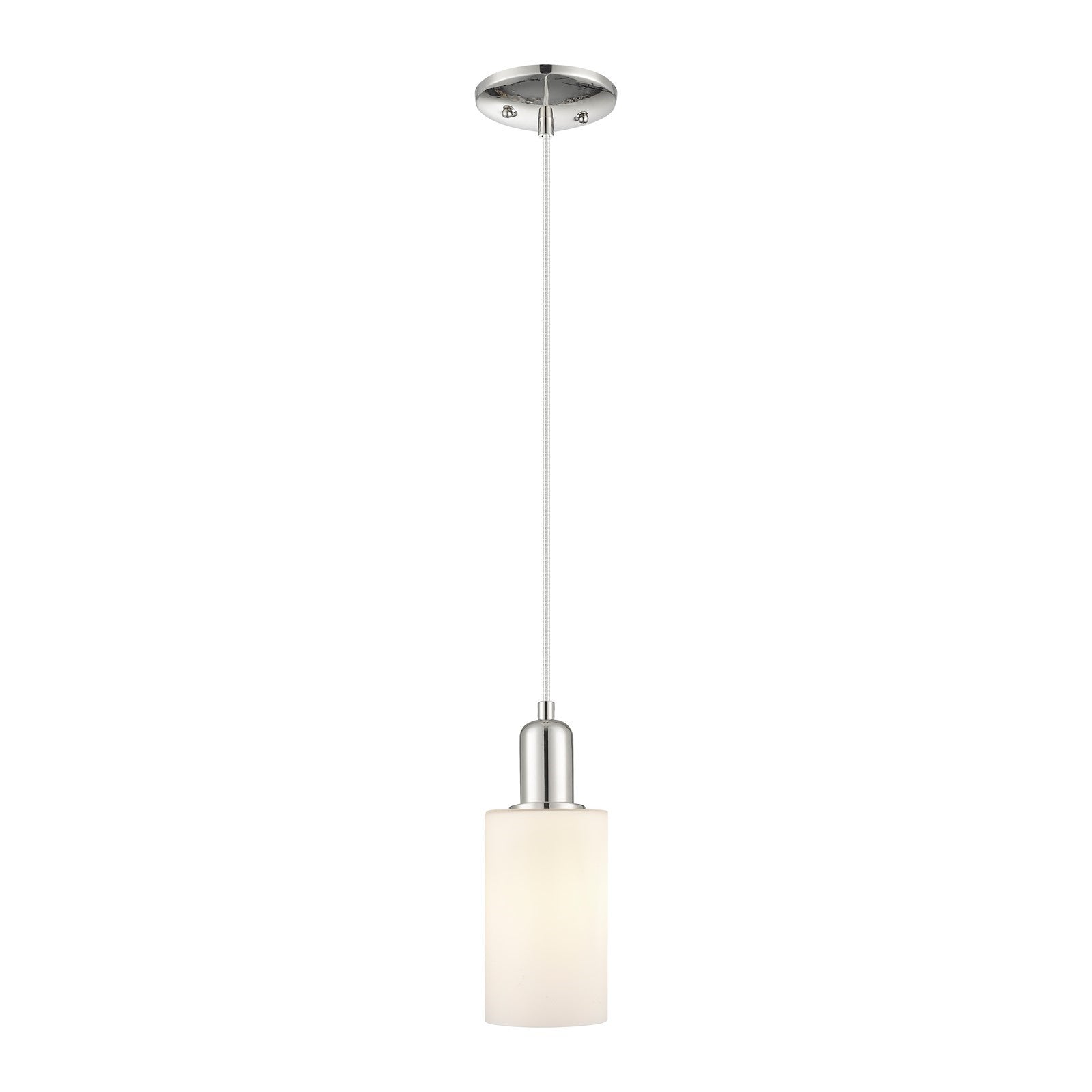 Innovations Clymer 4in 1-Light Mini Pendant | Industrial Polished Nickel Steel and Matte White Glass | Kitchen Island & Dining Room | Model 716-1P-PN-G801