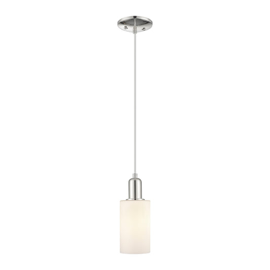 Innovations Clymer 4in 1-Light Mini Pendant | Industrial Polished Nickel Steel and Matte White Glass | Kitchen Island & Dining Room | Model 716-1P-PN-G801