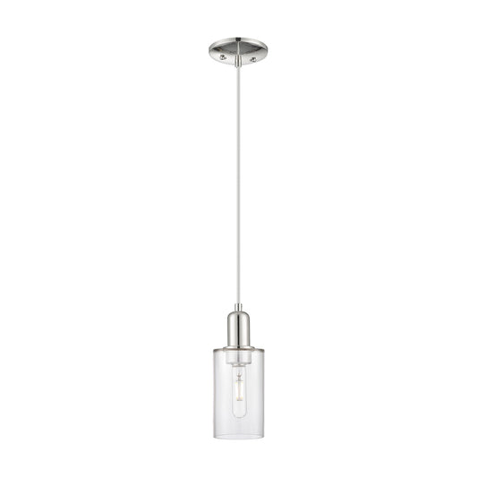 Innovations Clymer 4in 1-Light Mini Pendant | Industrial Polished Nickel Steel and Clear Glass | Kitchen Island & Breakfast Nook | Model 716-1P-PN-G802