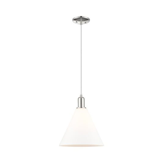 Innovations Berkshire Glass 12in 1-Light Mini Pendant | Industrial Polished Nickel and Matte White Glass | Kitchen Island & | Model 716-1P-PN-GBC-121