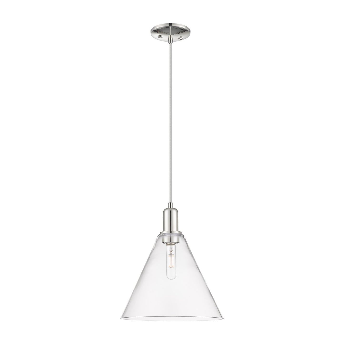 Innovations Berkshire Glass 12in 1-Light Mini Pendant | Industrial Polished Nickel and Clear Glass | Kitchen Island & Dining | Model 716-1P-PN-GBC-122