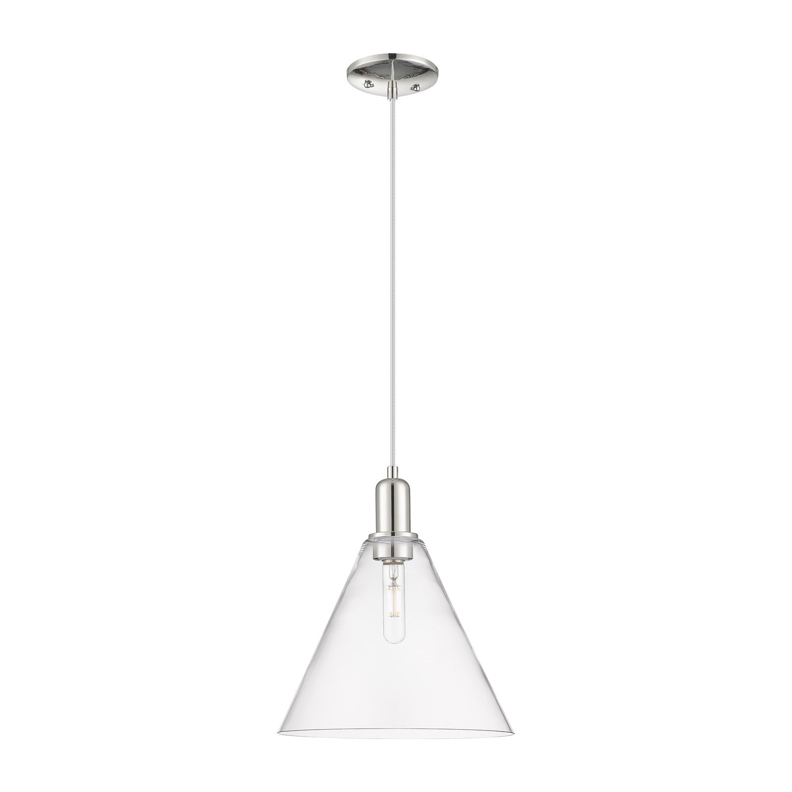 Innovations Berkshire Glass 12in 1-Light Mini Pendant | Industrial Polished Nickel and Clear Glass | Kitchen Island & Dining | Model 716-1P-PN-GBC-122