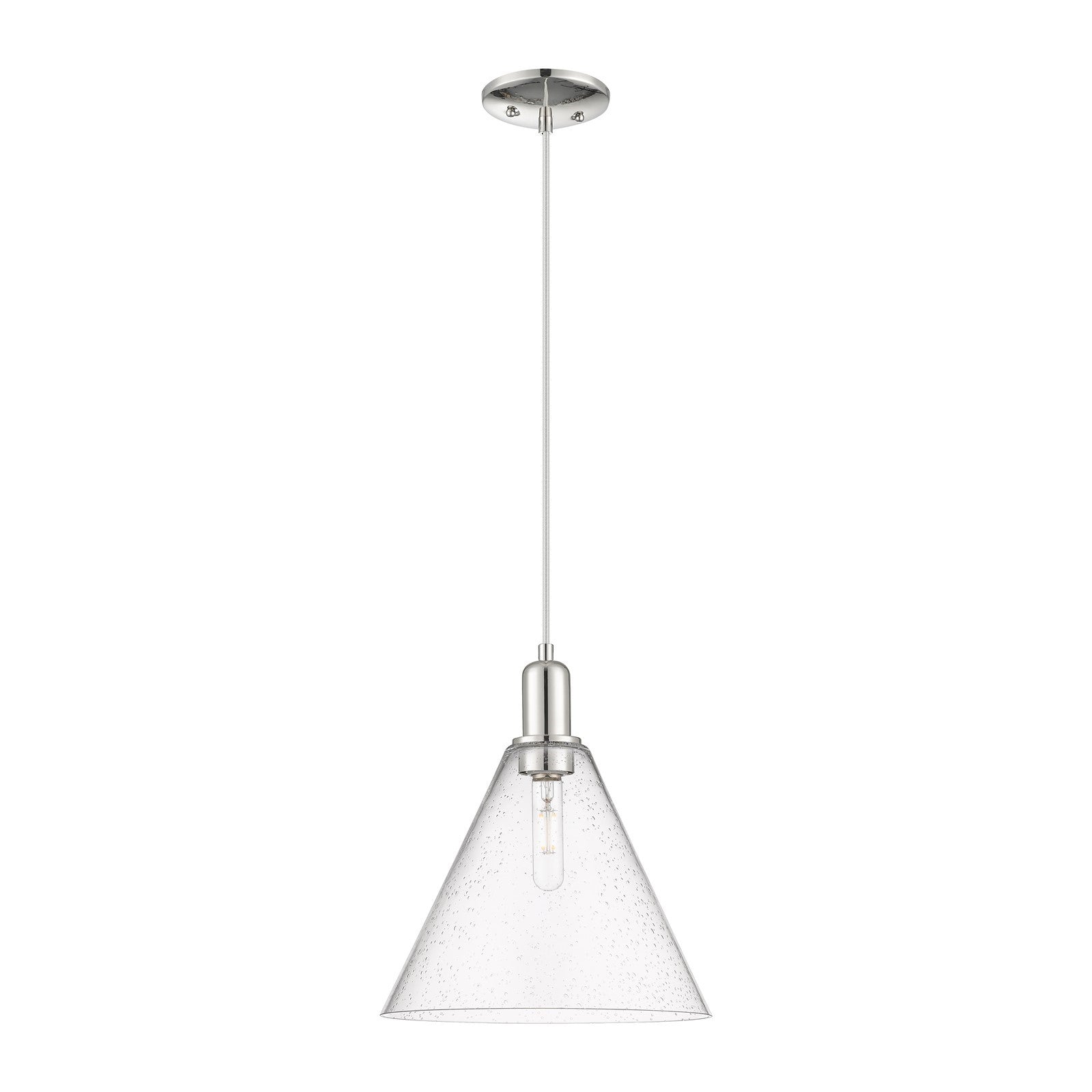 Innovations Berkshire Glass 12in 1-Light Mini Pendant | Industrial Polished Nickel and Seedy Glass | Kitchen Island & Dining | Model 716-1P-PN-GBC-124