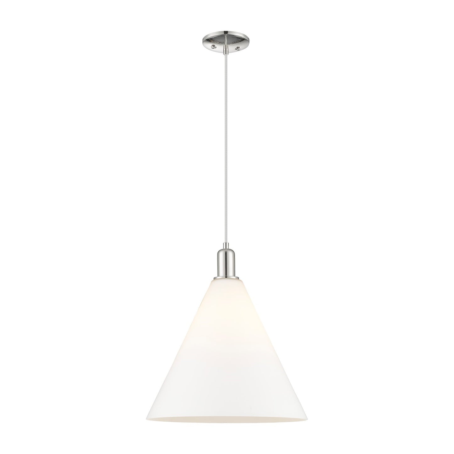 Innovations Berkshire Glass 16in 1-Light Mini Pendant | Industrial Polished Nickel and Matte White Glass | Kitchen Island & | Model 716-1P-PN-GBC-161