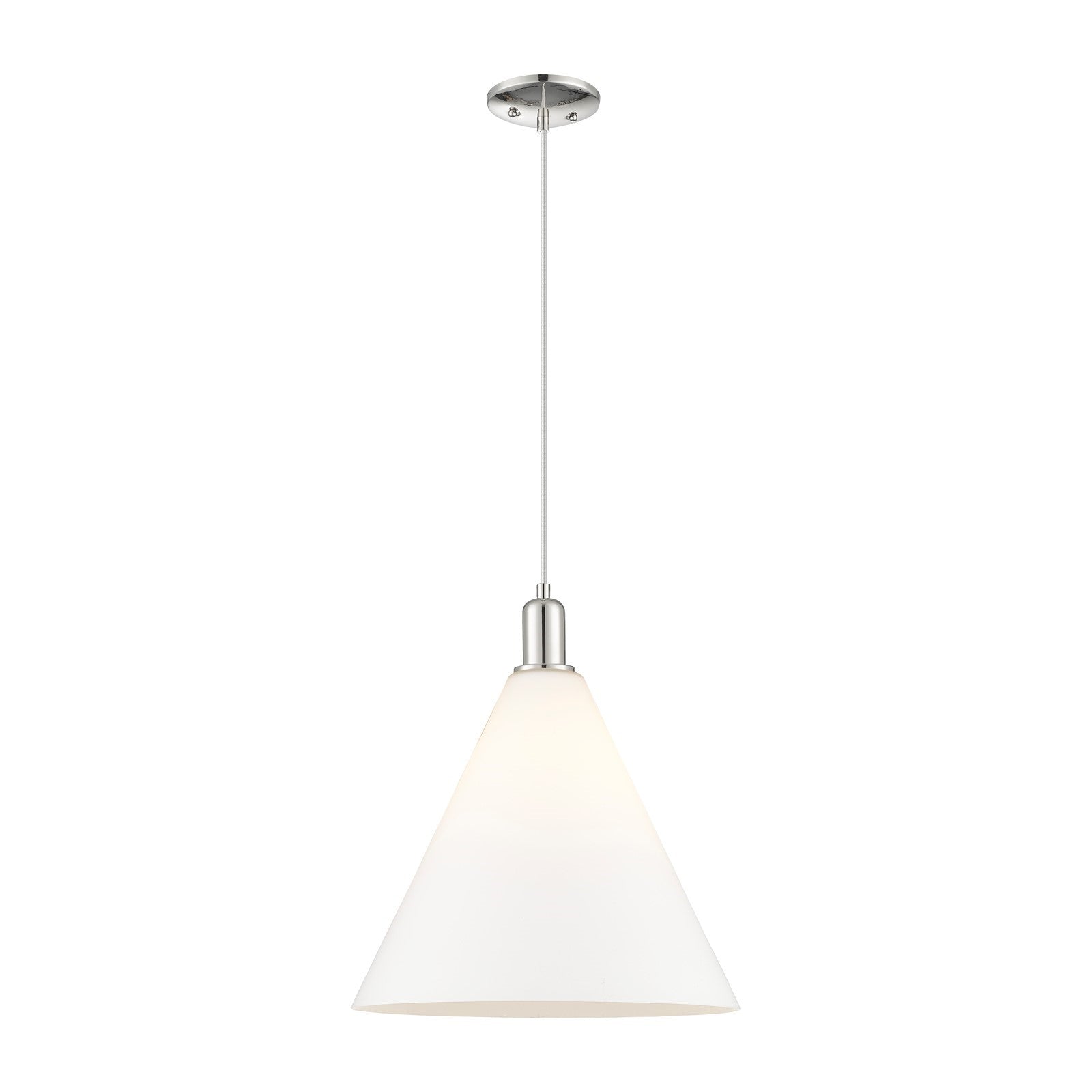 Innovations Berkshire Glass 16in 1-Light Mini Pendant | Industrial Polished Nickel and Matte White Glass | Kitchen Island & | Model 716-1P-PN-GBC-161