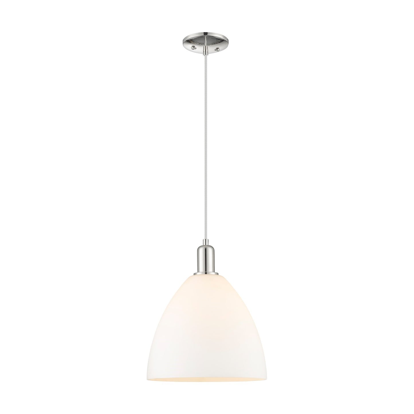 Innovations Bristol 12in 1-Light Mini Pendant | Industrial Polished Nickel and Matte White Glass | Kitchen Island & Dining Room | Model 716-1P-PN-GBD-121