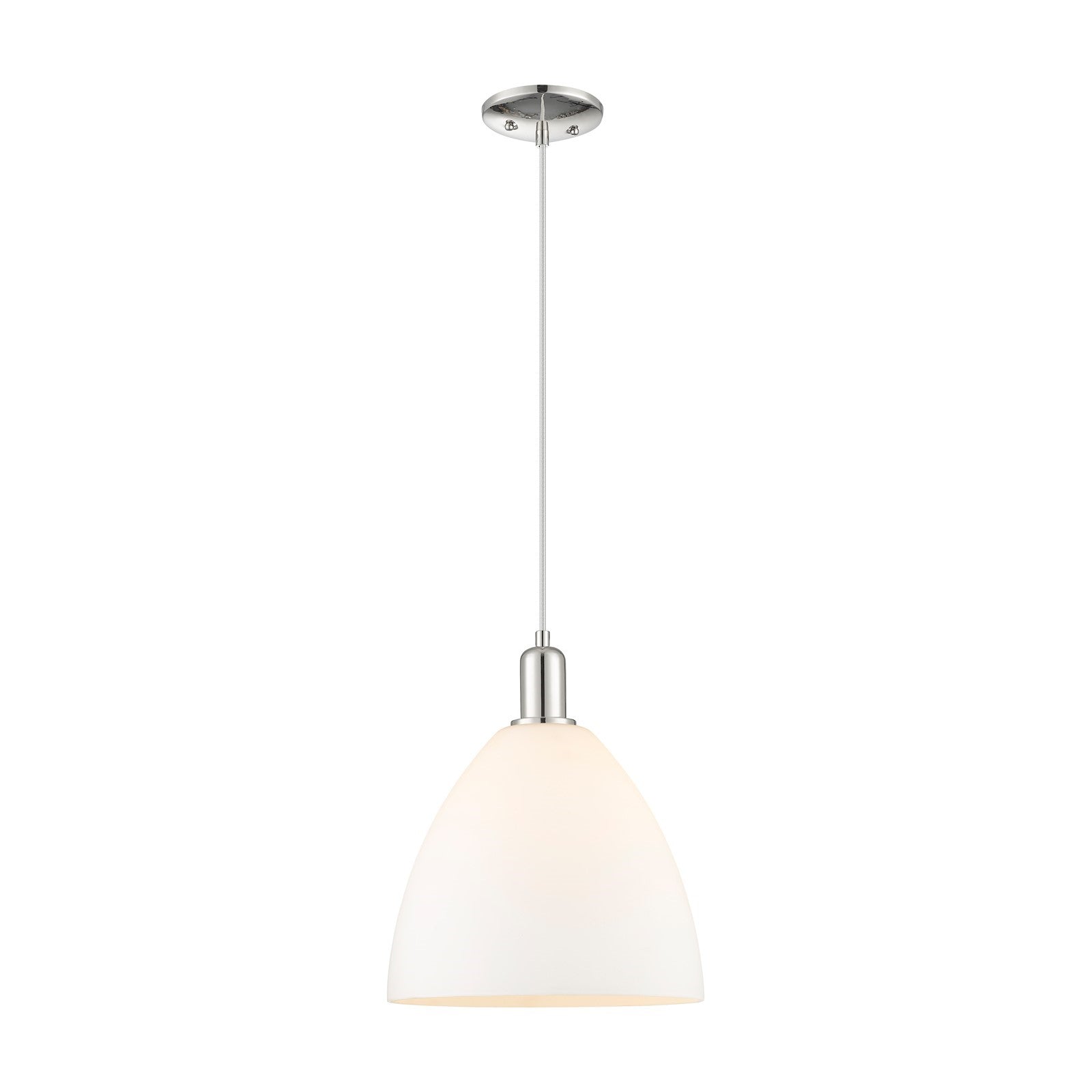 Innovations Bristol 12in 1-Light Mini Pendant | Industrial Polished Nickel and Matte White Glass | Kitchen Island & Dining Room | Model 716-1P-PN-GBD-121