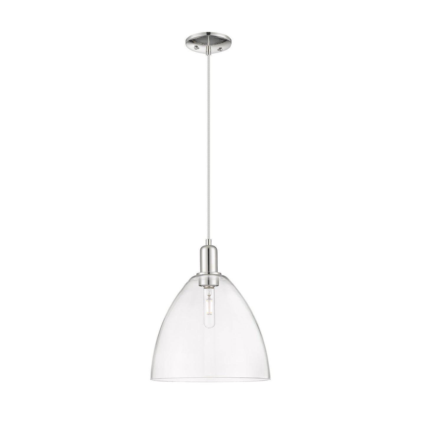 Innovations Bristol 12in 1-Light Mini Pendant | Industrial Polished Nickel Steel and Clear Glass | Kitchen Island & Dining Room | Model 716-1P-PN-GBD-122