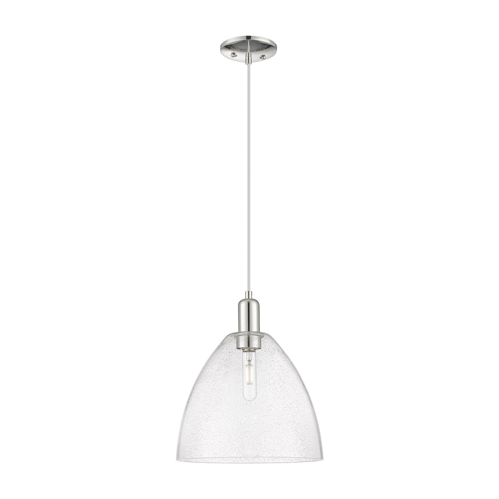 Innovations Bristol 12in 1-Light Mini Pendant | Industrial Polished Nickel Steel and Seedy Glass | Kitchen Island & Dining Room | Model 716-1P-PN-GBD-124