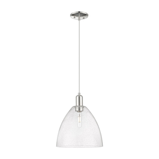 Innovations Bristol 12in 1-Light Mini Pendant | Industrial Polished Nickel Steel and Seedy Glass | Kitchen Island & Dining Room | Model 716-1P-PN-GBD-124