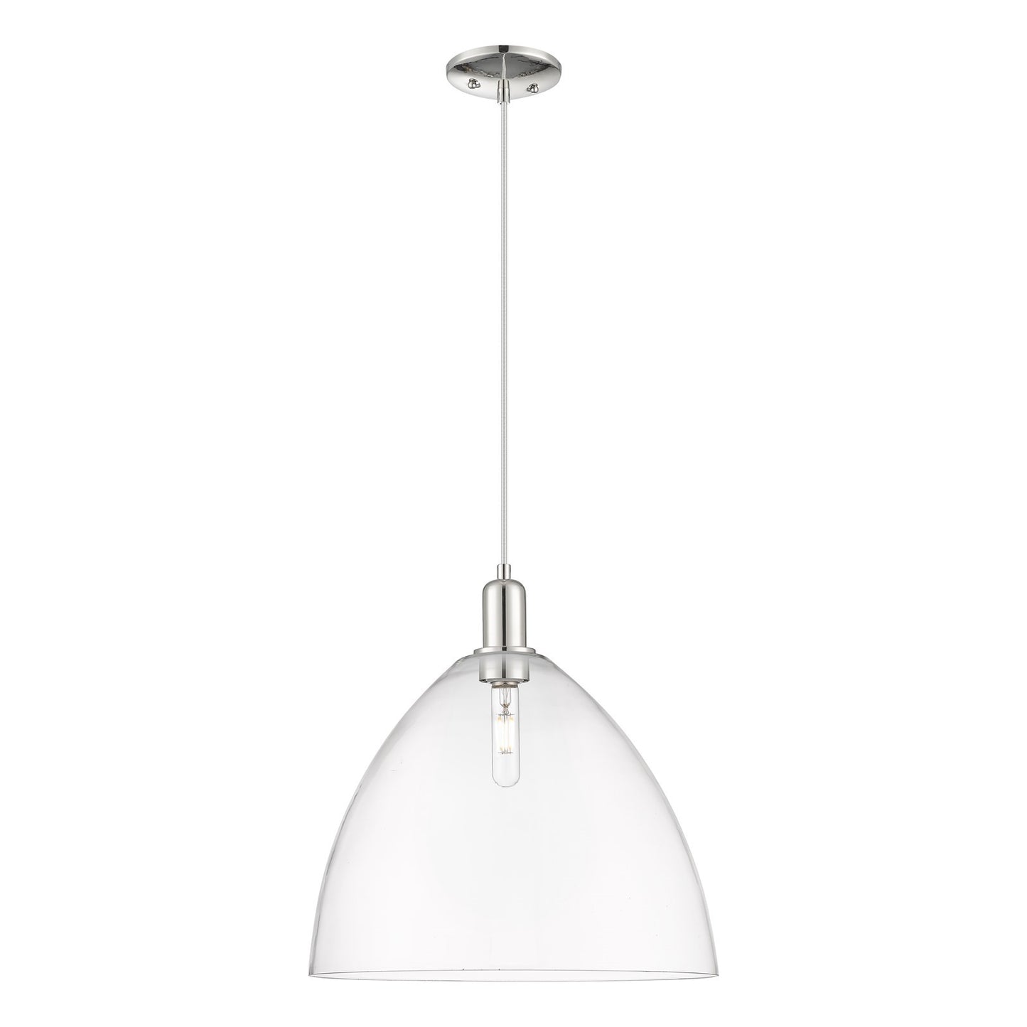 Innovations Bristol 16in 1-Light Mini Pendant | Industrial Polished Nickel and Clear Glass | Kitchen Island & Dining Room | 16 x | Model 716-1P-PN-GBD-162