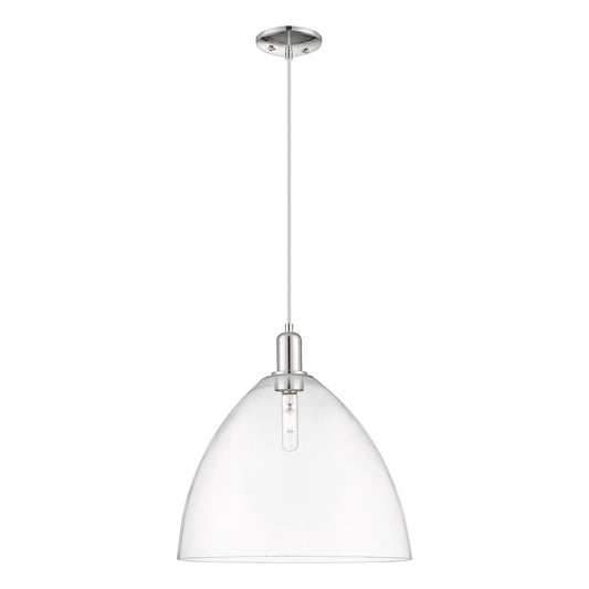 Innovations Bristol 16in 1-Light Mini Pendant | Industrial Polished Nickel and Clear Glass | Kitchen Island & Dining Room | 16 x | Model 716-1P-PN-GBD-162