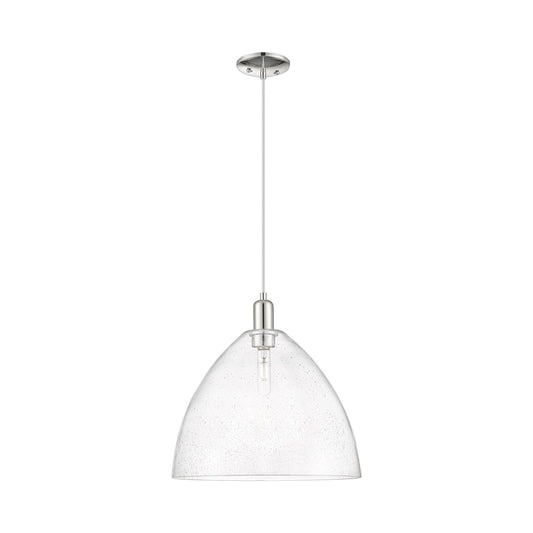 Innovations Bristol 16in 1-Light Mini Pendant | Industrial Polished Nickel Steel and Seedy Glass Dome | Kitchen Island & Dining | Model 716-1P-PN-GBD-164