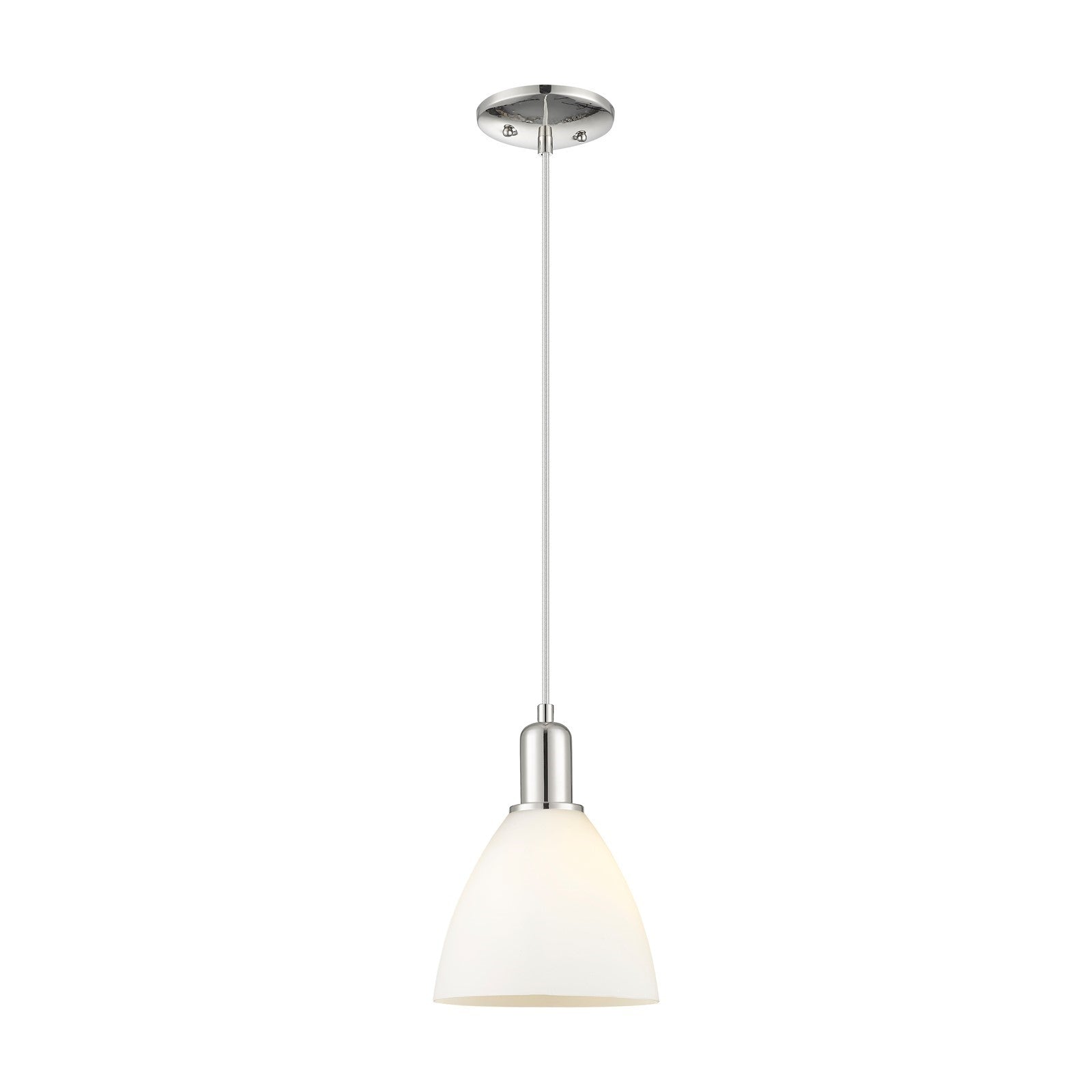 Innovations Bristol 8in 1-Light Mini Pendant | Industrial Polished Nickel and Matte White Glass | Kitchen Island & Dining Room | Model 716-1P-PN-GBD-751