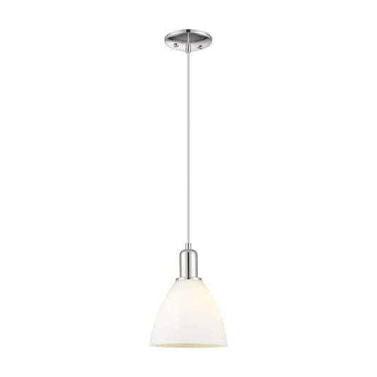 Innovations Bristol 8in 1-Light Mini Pendant | Industrial Polished Nickel and Matte White Glass | Kitchen Island & Dining Room | Model 716-1P-PN-GBD-751