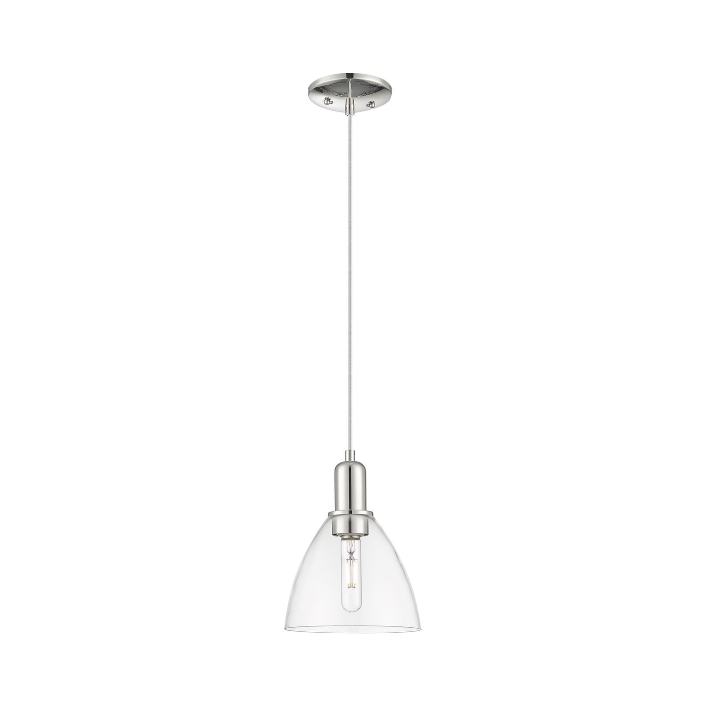 Innovations Bristol 7.5in 1-Light Mini Pendant | Industrial Polished Nickel Steel and Clear Glass | Kitchen Island & Dining Room | Model 716-1P-PN-GBD-752