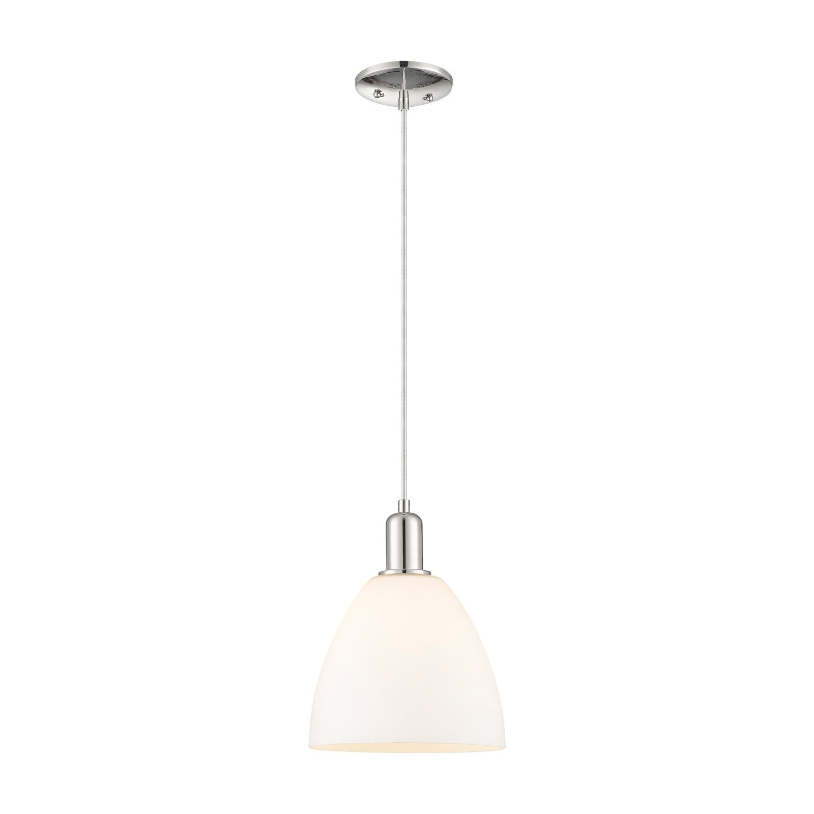 Innovations Bristol 9in 1-Light Mini Pendant | Industrial Polished Nickel and Matte White Glass | Kitchen Island & Dining Room | Model 716-1P-PN-GBD-91