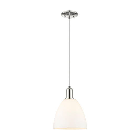 Innovations Bristol 9in 1-Light Mini Pendant | Industrial Polished Nickel and Matte White Glass | Kitchen Island & Dining Room | Model 716-1P-PN-GBD-91