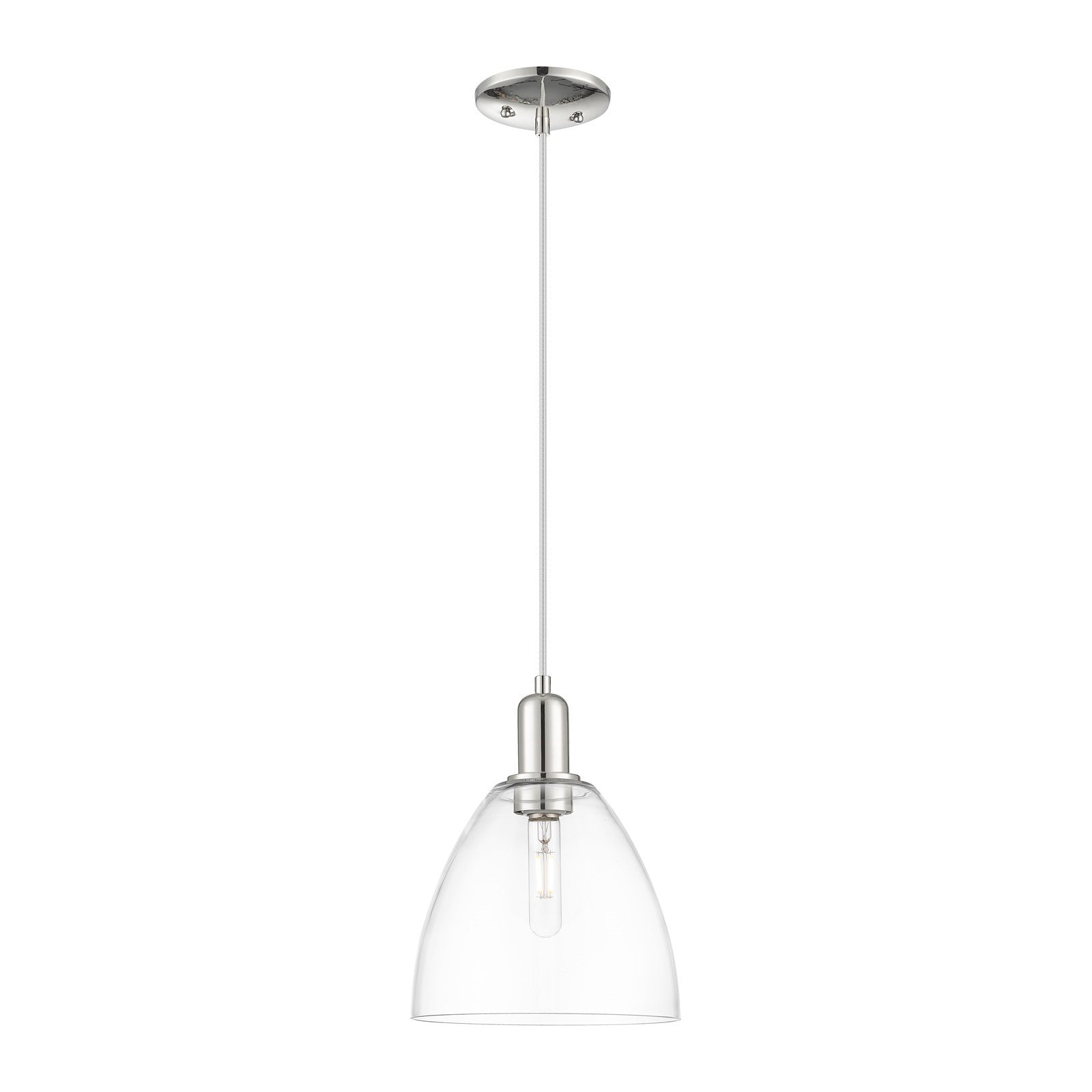 Innovations Bristol 9in 1-Light Mini Pendant | Industrial Polished Nickel and Clear Glass | Kitchen Island & Dining Room | 9 x 9 | Model 716-1P-PN-GBD-92