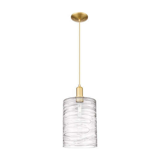 Innovations Cobbleskill 9in 1-Light Mini Pendant | Industrial Satin Gold Steel and Deco Swirl Glass | Kitchen Island | 9 x 9 x | Model 716-1P-SG-G1113-L