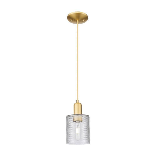 Innovations Cobbleskill 5in 1-Light Mini Pendant | Industrial Satin Gold and Clear Glass | Kitchen Island & Dining Room | 5 x 5 x | Model 716-1P-SG-G112