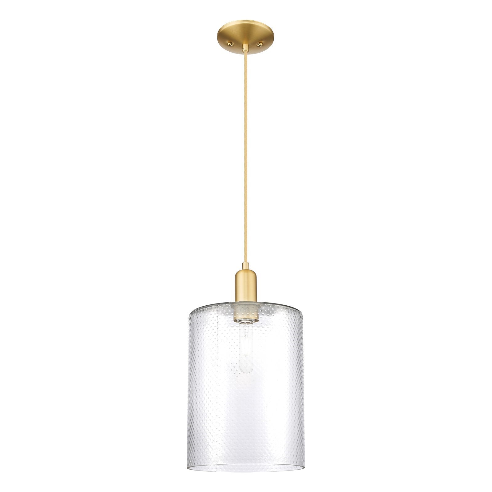 Innovations Cobbleskill 9in 1-Light Mini Pendant | Industrial Satin Gold Steel and Clear Glass | Kitchen Island & Dining Room | 9 | Model 716-1P-SG-G112-L