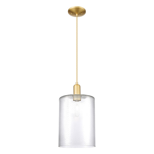 Innovations Cobbleskill 9in 1-Light Mini Pendant | Industrial Satin Gold Steel and Clear Glass | Kitchen Island & Dining Room | 9 | Model 716-1P-SG-G112-L