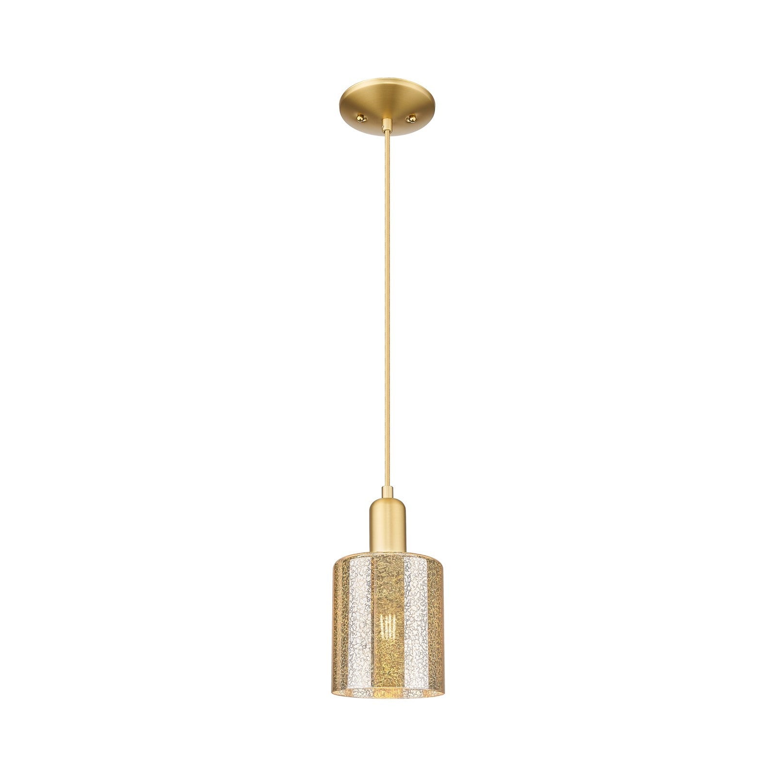 Innovations Cobbleskill 5in 1-Light Mini Pendant | Industrial Satin Gold Steel and Mercury Glass | Kitchen Island & Dining Room | 5 | Model 716-1P-SG-G116