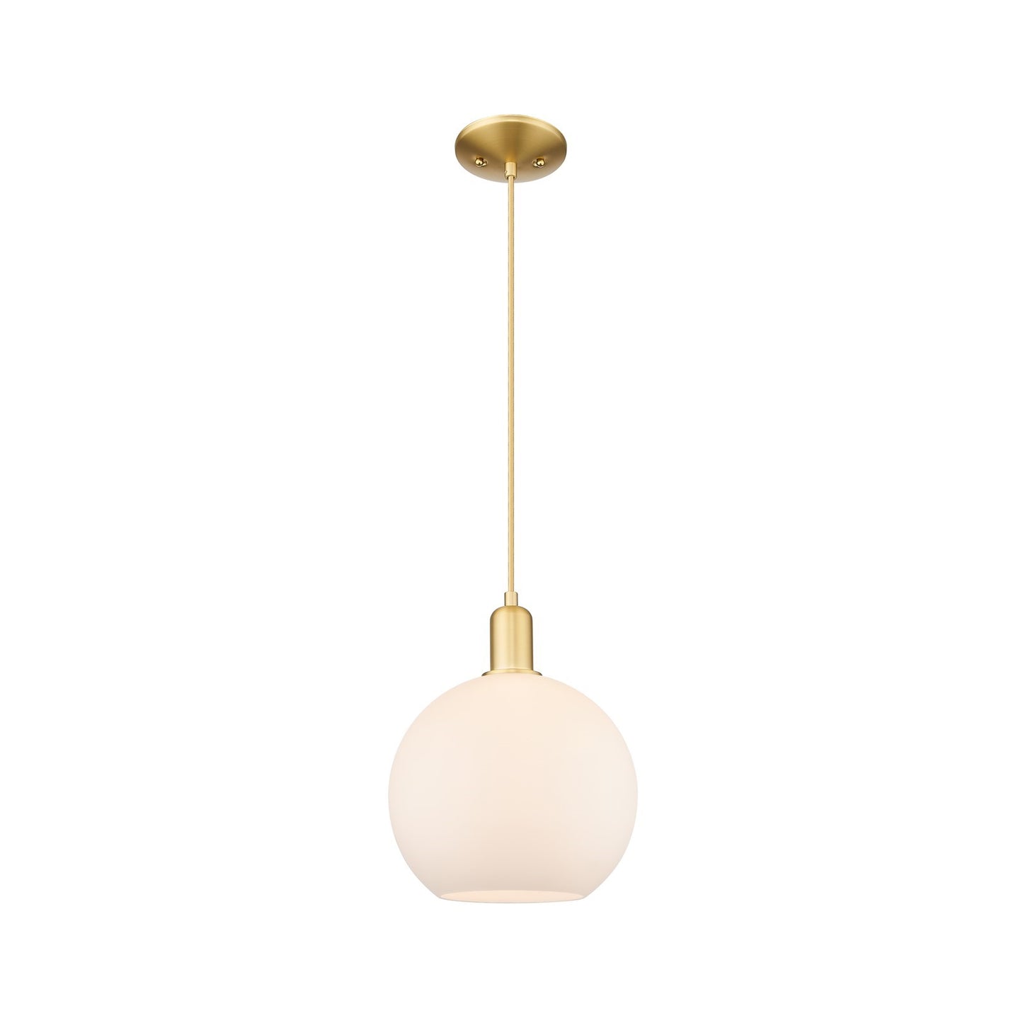 Innovations Athens 10in 1-Light Mini Pendant | Industrial Satin Gold Steel and Matte White Glass | Kitchen Island & Dining Room | Model 716-1P-SG-G121-10