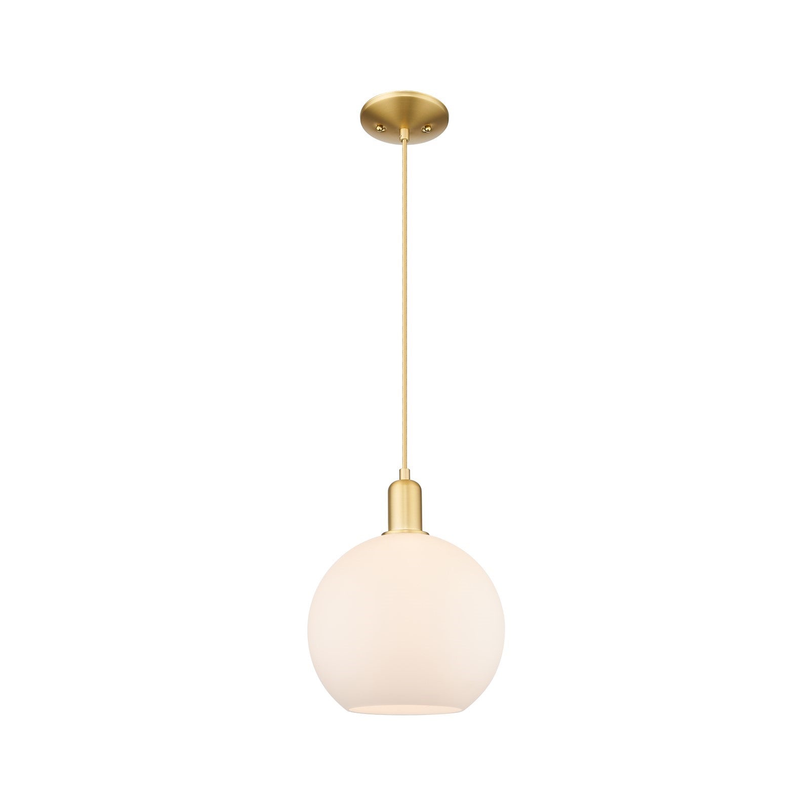 Innovations Athens 10in 1-Light Mini Pendant | Industrial Satin Gold Steel and Matte White Glass | Kitchen Island & Dining Room | Model 716-1P-SG-G121-10
