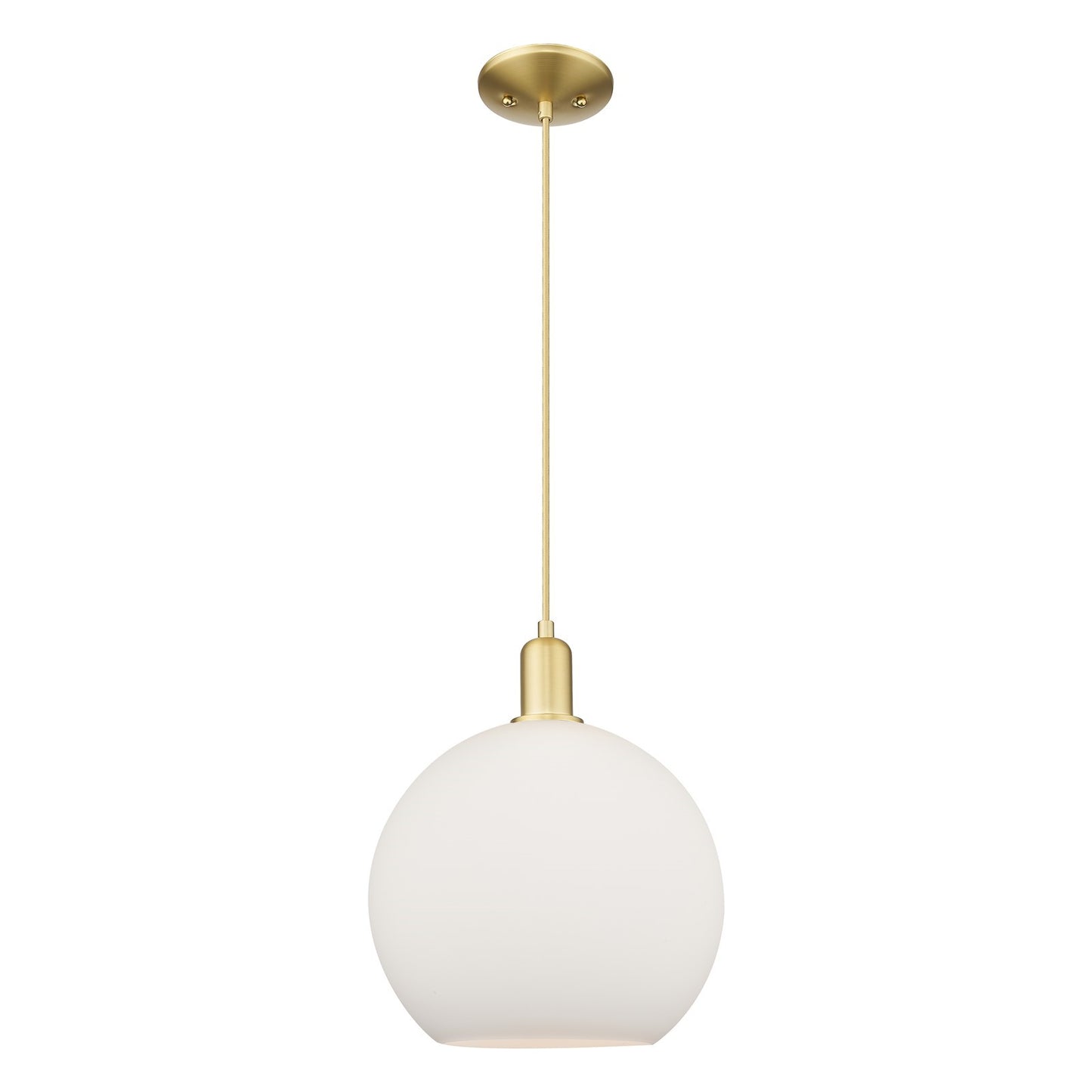 Innovations Athens 12in 1-Light Mini Pendant | Industrial Satin Gold Steel and Matte White Glass | Kitchen Island & Dining Room | Model 716-1P-SG-G121-12