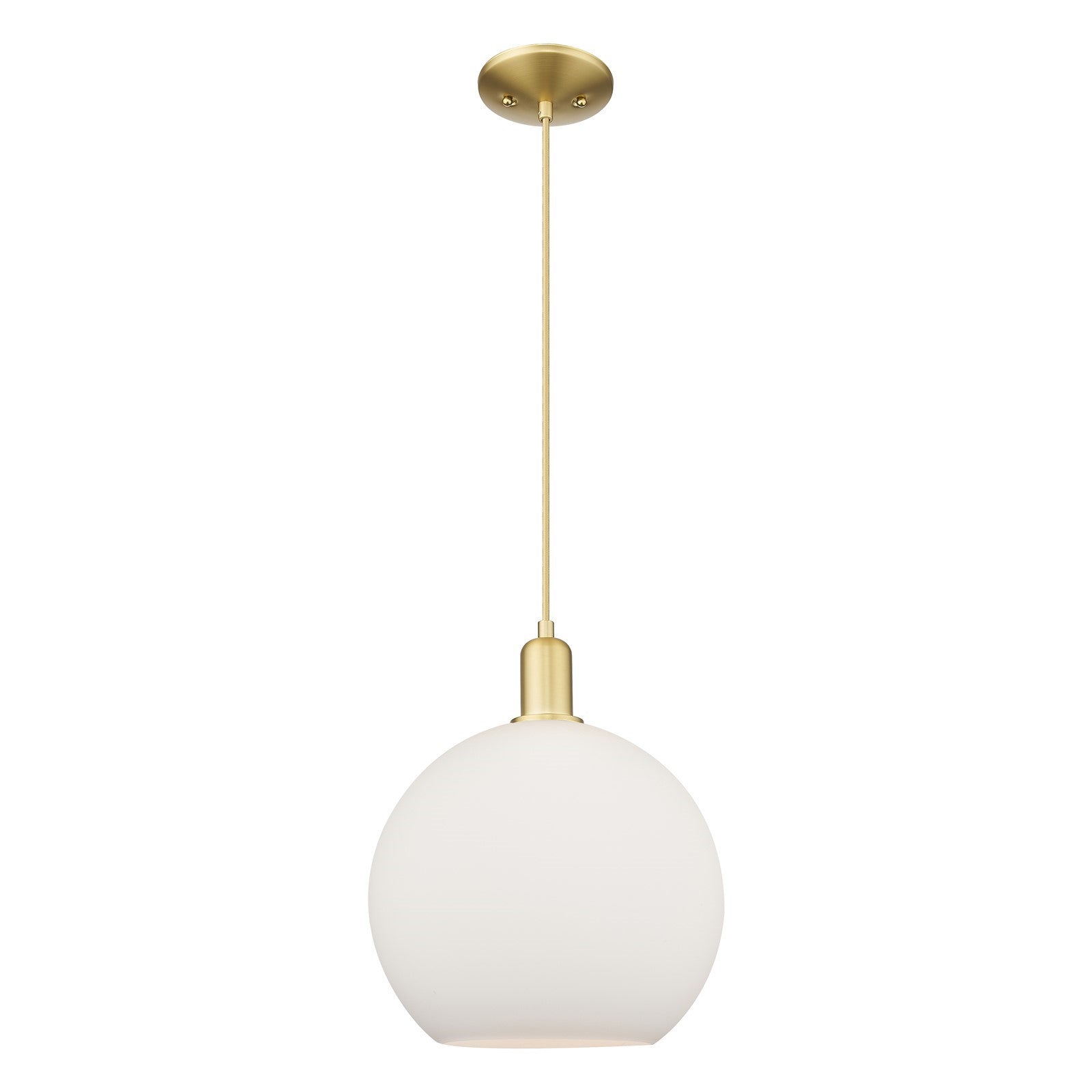 Innovations Athens 12in 1-Light Mini Pendant | Industrial Satin Gold Steel and Matte White Glass | Kitchen Island & Dining Room | Model 716-1P-SG-G121-12