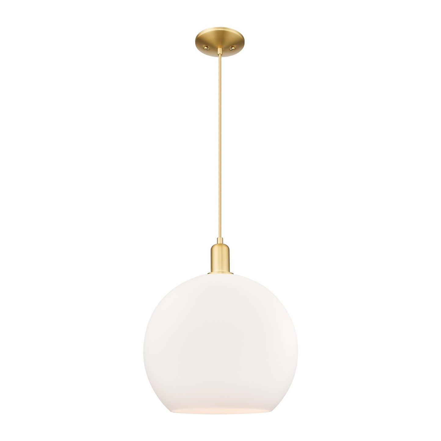 Innovations Athens 14in 1-Light Mini Pendant | Industrial Satin Gold Steel and Matte White Glass | Kitchen Island & Dining Room | Model 716-1P-SG-G121-14