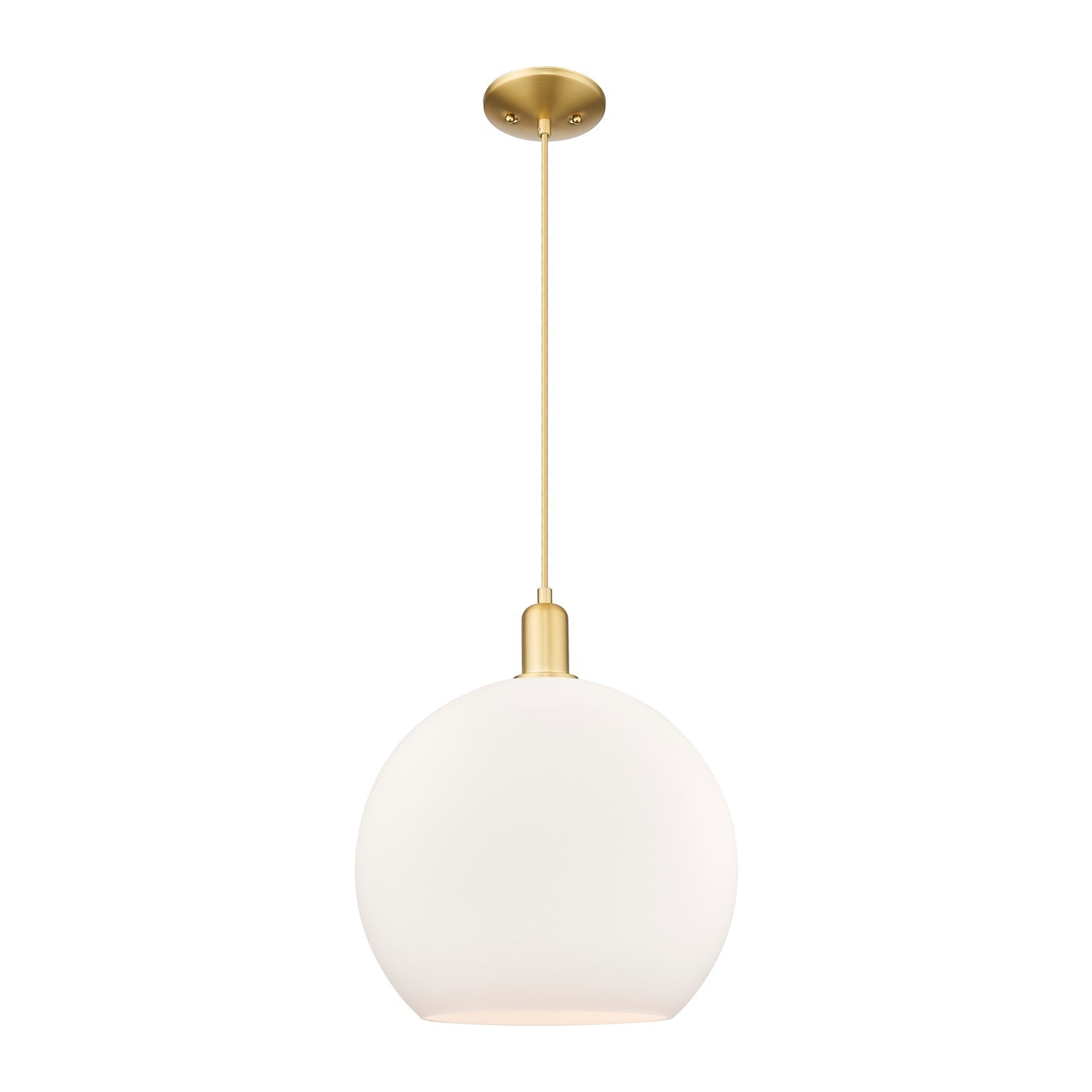 Innovations Athens 14in 1-Light Mini Pendant | Industrial Satin Gold Steel and Matte White Glass | Kitchen Island & Dining Room | Model 716-1P-SG-G121-14