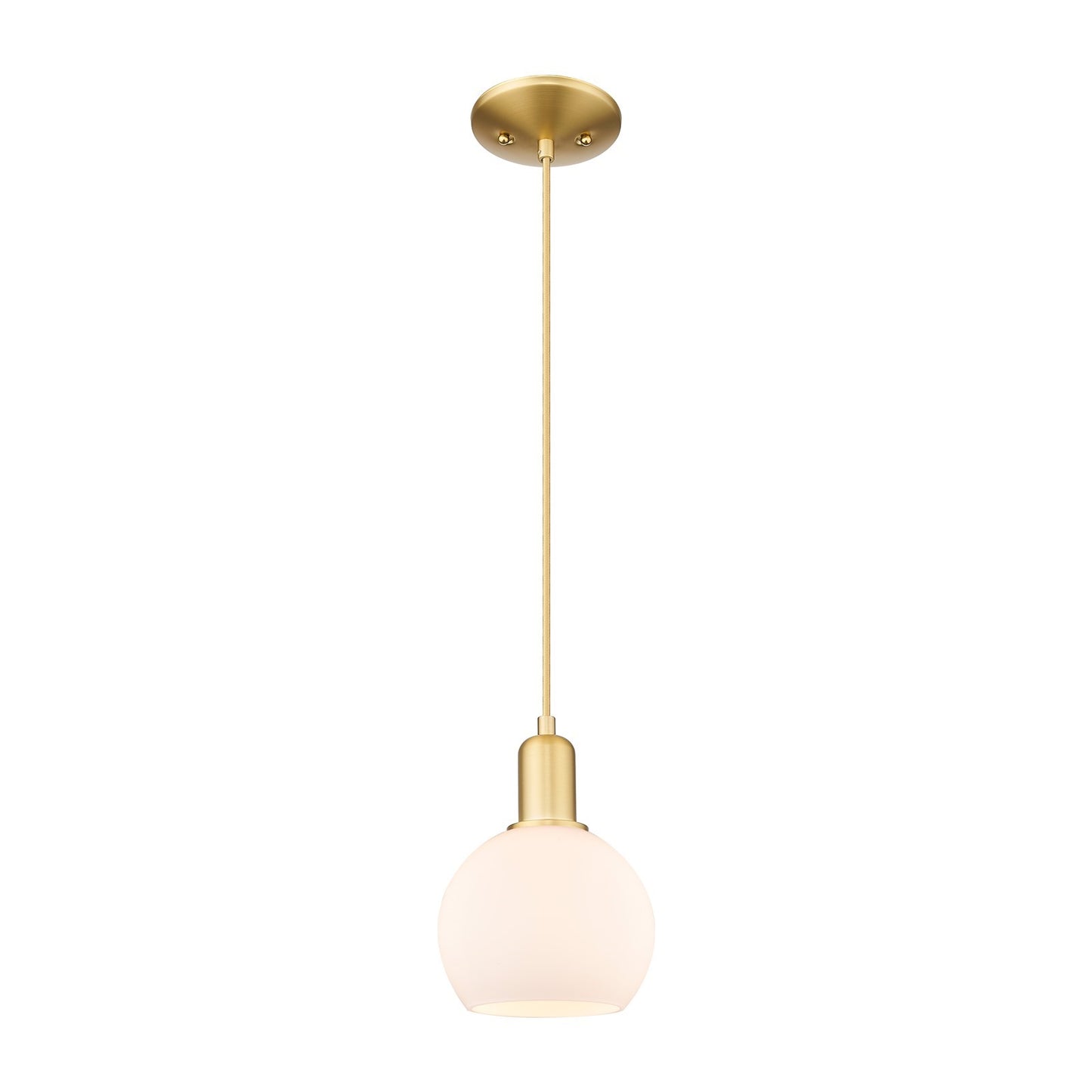 Innovations Athens 6in 1-Light Mini Pendant | Industrial Satin Gold Steel and Matte White Glass | Kitchen Island & Dining Room | Model 716-1P-SG-G121-6