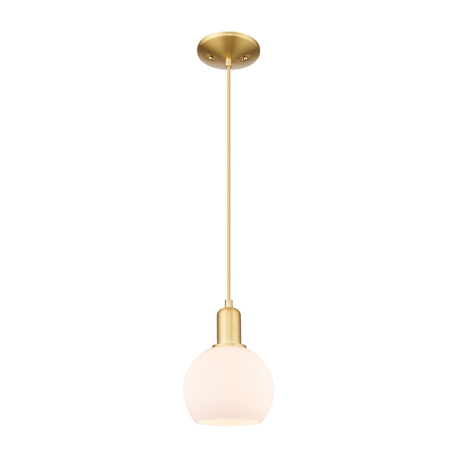 Innovations Athens 6in 1-Light Mini Pendant | Industrial Satin Gold Steel and Matte White Glass | Kitchen Island & Dining Room | Model 716-1P-SG-G121-6