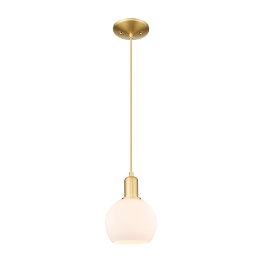 Innovations Athens 6in 1-Light Mini Pendant | Industrial Satin Gold Steel and Matte White Glass | Kitchen Island & Dining Room | Model 716-1P-SG-G121-6