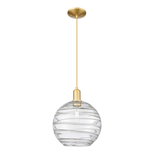 Innovations Athens Deco Swirl 12in 1-Light Mini Pendant | Industrial Satin Gold Steel and Clear Glass | Kitchen Island & | Model 716-1P-SG-G1213-12CL
