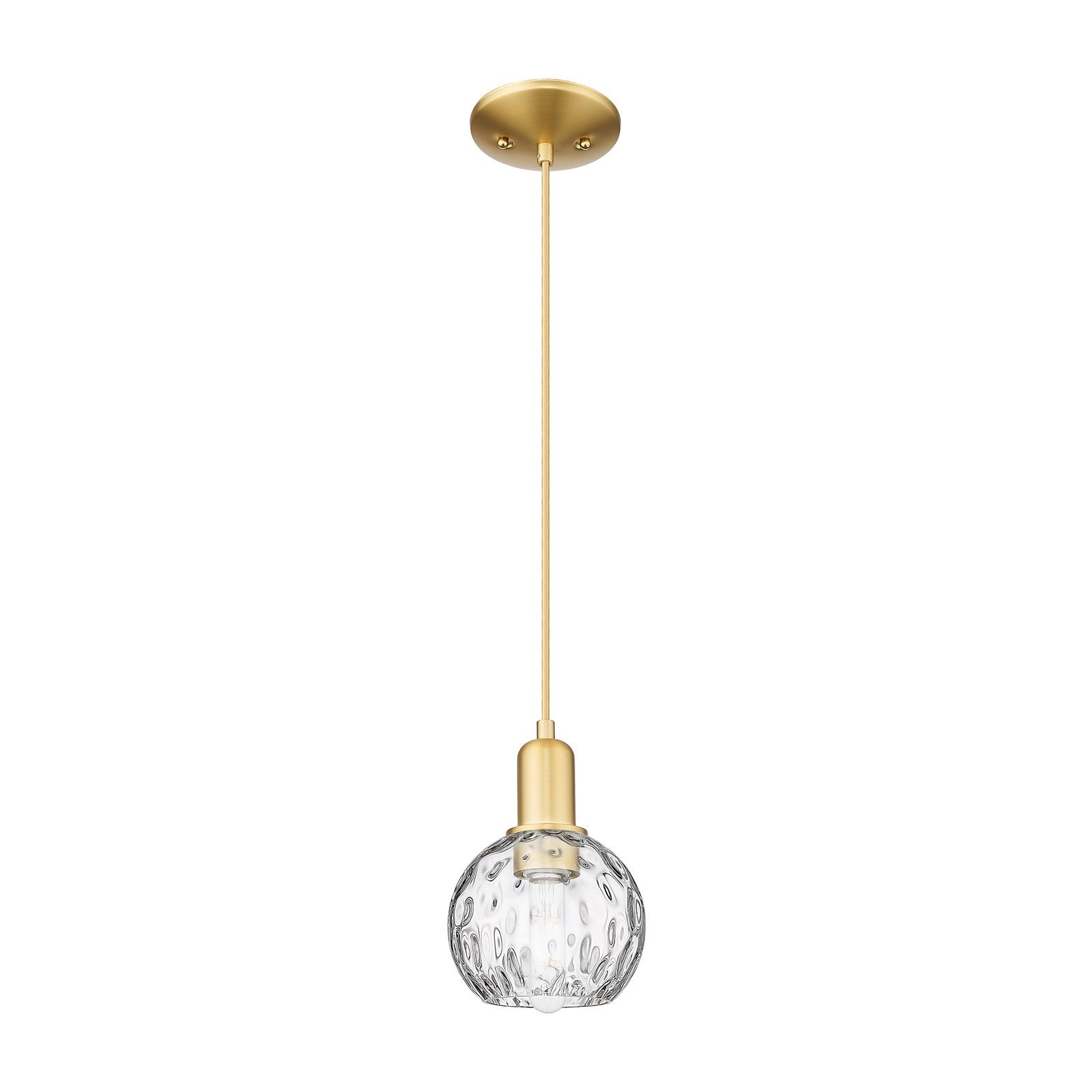 Innovations Athens Water Glass 6in 1-Light Mini Pendant | Industrial Satin Gold Steel and Clear Glass | Kitchen Island & Dining | Model 716-1P-SG-G1215-6