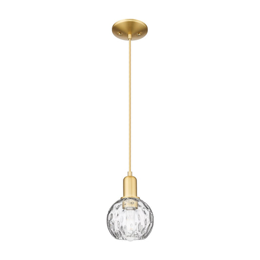 Innovations Athens Water Glass 6in 1-Light Mini Pendant | Industrial Satin Gold Steel and Clear Glass | Kitchen Island & Dining | Model 716-1P-SG-G1215-6